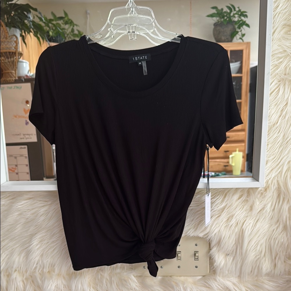 1. State Black Tie Front Short Sleeve Tee